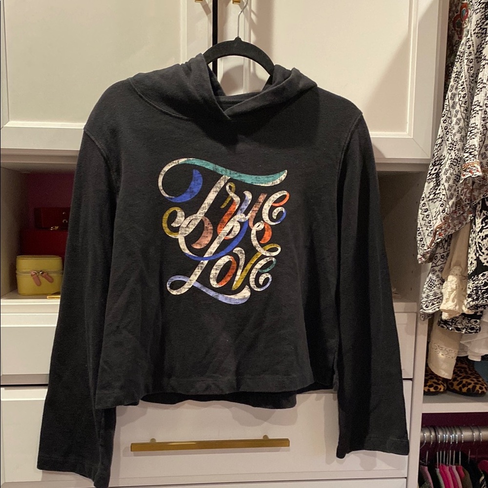 Short Black Hoodie with Colorful 'True Love' Design